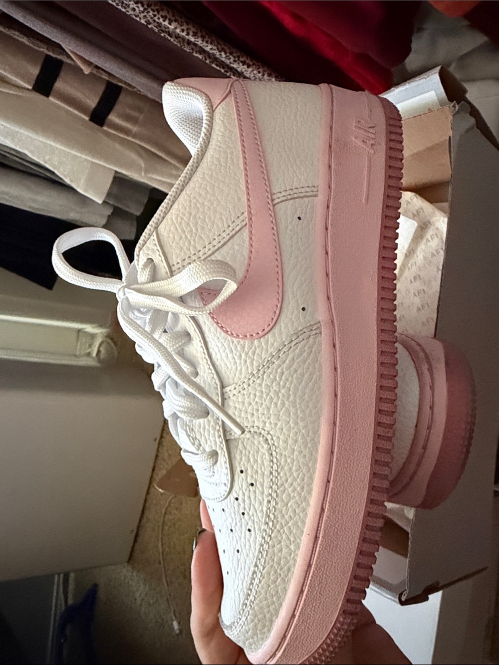 Nike Air Force 1 (GS) — White with Pink Foam Accents - Picture 4 of 10